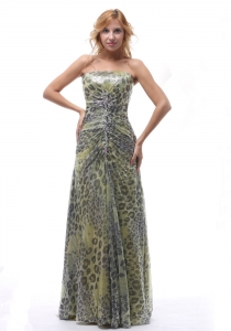 Unique Leopard Strapless Celebrity Evening Dresses Lace-up For Custom Made