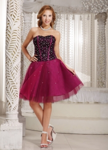 Design Own A-line Beading Brand New Homecoming Cocktail Dress Fuchsia Tulle