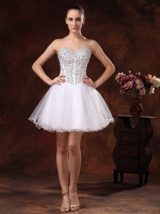 Sweetheart Beaded Mini-length For White Cocktail Homecoming Dresses