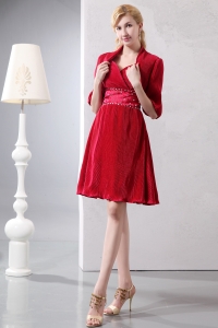 Red A-line Sweetheart Knee-length Sepcial Fabric Beading Prom Cocktail Dresses