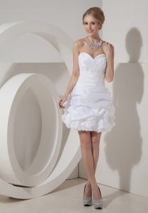 White Column Sweetheart Mini-length Taffeta Ruch Prom Holiday Dresses