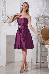 A-line Sweetheart Knee-length Taffeta Appliques With Beading Prom Homecoming Dress