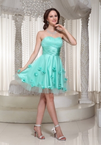 New Apple Green Graduation Cocktail Dress For Homecoming With Flowers Decorate