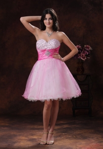 Beadeded Decorate Multi-color Organza Sweetheart A-line Prom Graduation Dress