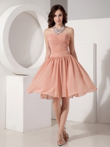 Simple Empire Sweetheart Knee-length Chiffon Ruched Graduation Cocktail Dress