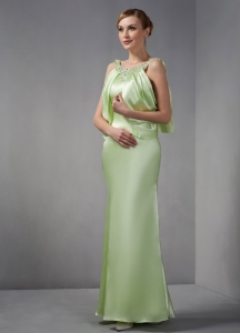 Spring Green Column Scoop Floor-length Taffeta Beading Maxi/Pageant Dresses