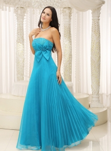 Teal Maxi/Evening Dresses With Bowknot Pleat Beading For Formal Evening