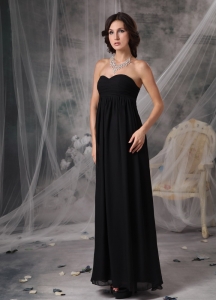 Black Empire Sweetheart Neck Ankle-length Chiffon Prom Dress