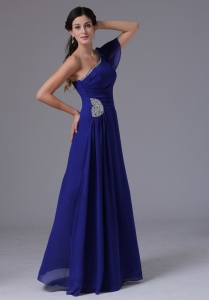 Custom Made Royal Blue One Shoulder 2019 Maxi/Pageant Dresses Beading and Ruch