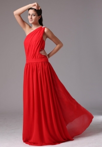 Simple Red One Shoulder Floor-length Maxi/Pageant Dresses