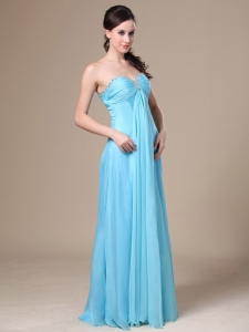 Stylish Chiffon Beading Empire Sweetheart Aqua Blue Maxi/Pageant Dresses