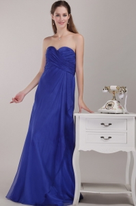 Royal Blue Empire Floor-length Sweetheart Chiffon Ruch Maxi/Celebrity Dresses