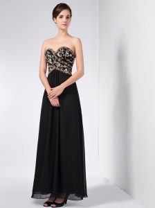 Black Column Sweetheart Ankle-length Chiffon Beading Mother Of The Bride Dress