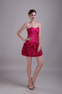 Hot Pink A-Line/Princess Sweetheart Mini-length Taffeta Beading Nightclub/Cocktail Dress