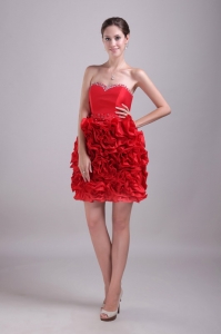 Red Column/Sheath Sweetheart Mini-length Satin Beading Nightclub/Cocktail Dress