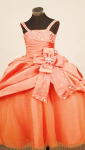 Discount Orange Red Little Girl Pageant Dress Pick-ups Straps Beaded Decorate WithTaffeta Ball Gown In 2019