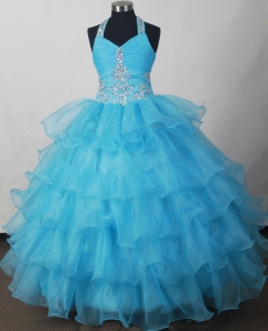Halter Beading And Ruffled Layers For 2019 Lovely Little Girl Pageant Dresses