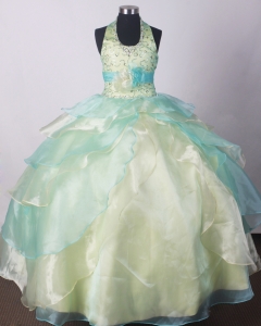 Multi-color Little Girl Pageant Dresses With Beading Hand Made Flower
