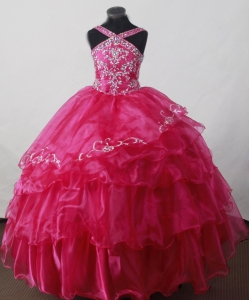 Little Girl Pageant Dresses With Straps and Beading