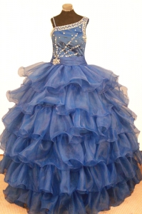 Stylish Ruffled Layeres Little Girl Pageant Dresses Ball Gown Asymmetrical Floor-Length Organza