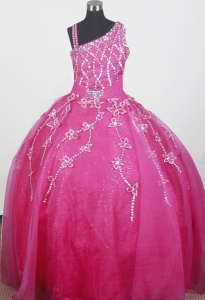 Brand new Beading Hand Made Flowers Ball Gown Strap Floor-length Little Girl Pageant Dress