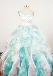 Gorgeous Ball Gowns Beaded Decorate Shoulder Multi-color Organza Beading Little Girl Pageant Dresses