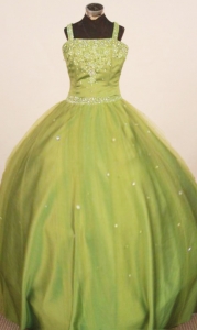 Perfect 2019 Little Girl Pageant Dresses Straps Floor-Length Olive Green Ball Gown