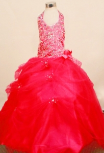 Popular Little Girl Pageant Dresses Ball Gown Halter Top Neck Floor-Length Tulle