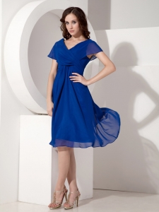 Royal Empire V-neck Knee-length Chiffon Ruched Bridesmaid dresses