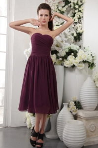 Empire Sweetheart Tea-length Chiffon Pleat Bridesmaid dresse