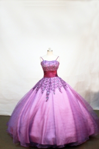 Lovely Purple Little Girl Pageant Dresses With Appliques and Straps