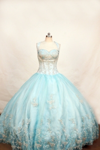 Aqua Blue Little Girl Pageant Dresses With Appliques and Straps