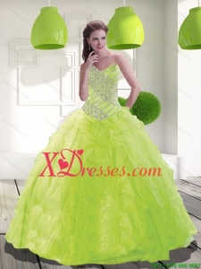 Beautiful Sweetheart Beading Quinceanera Dress in Spring Green for 2021