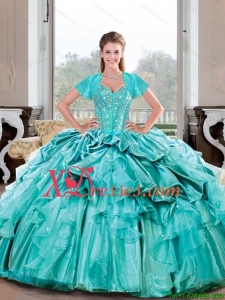 Wonderful Sweetheart Beading and Ruffles Turquoise Sweet Sixteen Dresses for 2021 Spring