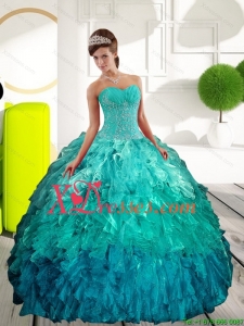Couture Sweetheart Multi Color Sweet Sixteen Dresses with Appliques and Ruffles