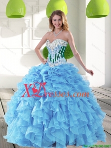Unique 2021 Sweetheart Aqua Blue Quinceanera Dresses with Beading and Ruffles