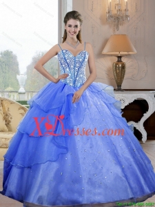 Designer Spaghetti Straps 2021 Quinceanera Dresses with Beading