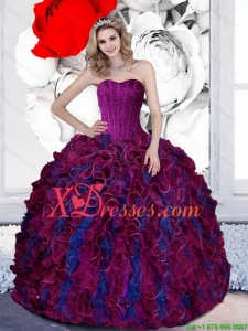 Couture Beading and Ruffles Sweetheart 2021 Quinceanera Dresses in Multi Color