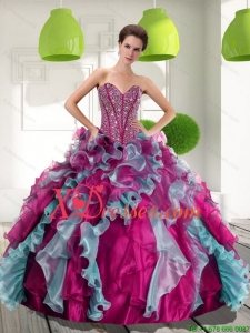 2021 Designer Sweetheart Quinceanera Dresses with Beading and Ruffles