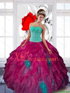 Designer Sweetheart Appliques and Ruffles Quinceanera Dresses in Multi Color