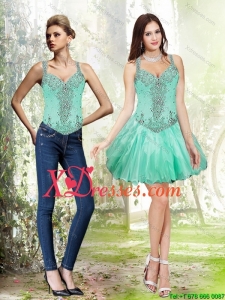 Detachable Beading and Ruffles Apple Green Prom Dress