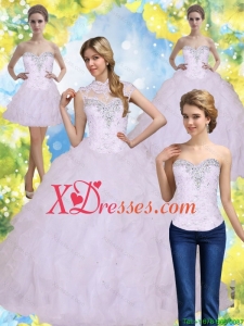 2021 Custom Made Ball Gown Quinceanera Dresses with Beading and Ruffles