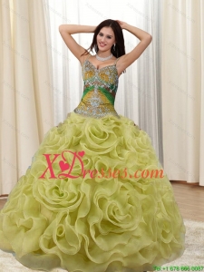 Custom Made Straps Appliques and Rolling Flowers Multi Color Quinceanera Dresses for 2021