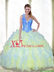 Custom Made Beading and Ruffles Sweetheart Multi Color Quinceanera Dresses for 2021