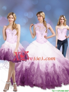 Designer 2021 Multi Color Quinceanera Dresses with Beading and Ruffles
