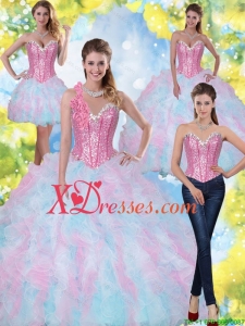 2021 Designer Sweetheart Beading and Ruffles Quinceanera Dresses in Multi Color