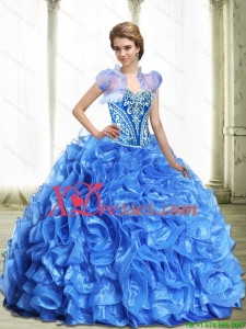 Designer Royal Blue Quinceanera Dresses with Beading and Ruffles
