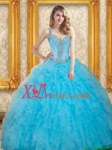 2021 Unique Beading Dress for Sweet Sixteen in Aqua Blue