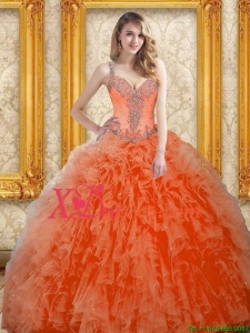 Unique Orange Red Quinceanera Dress with Beading