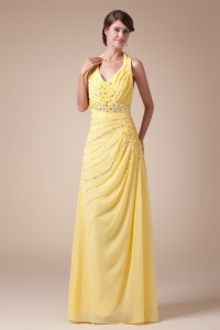Halter Top Long Latest Empire Beading Prom Dress